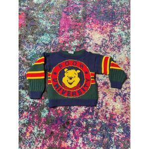 RARE VTG WINNIE THE POOH TODDLER "Pooh university " NAVY 3T SWEATER y2k